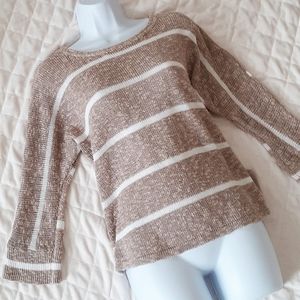 RELISTING🗣Loose Knit Tan & White Striped Sweater